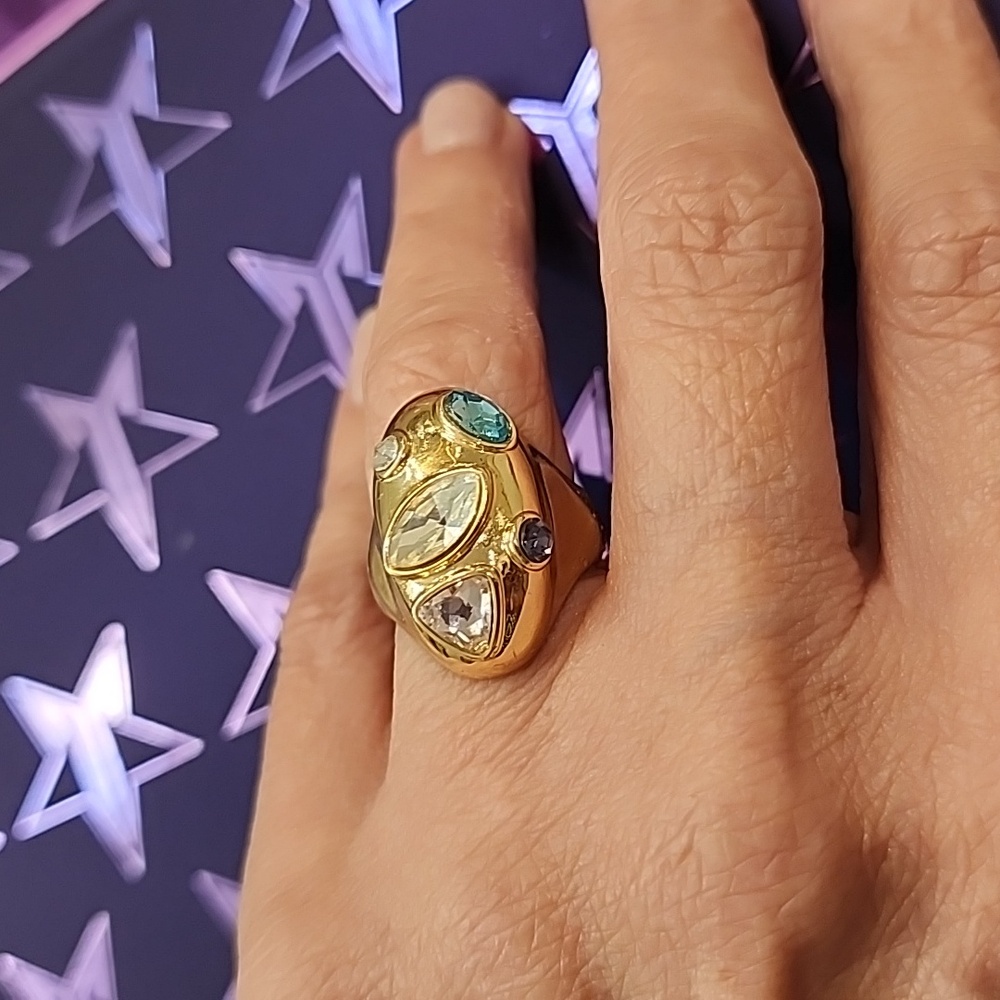 Guess multicolor mixed crystal ring size 7
